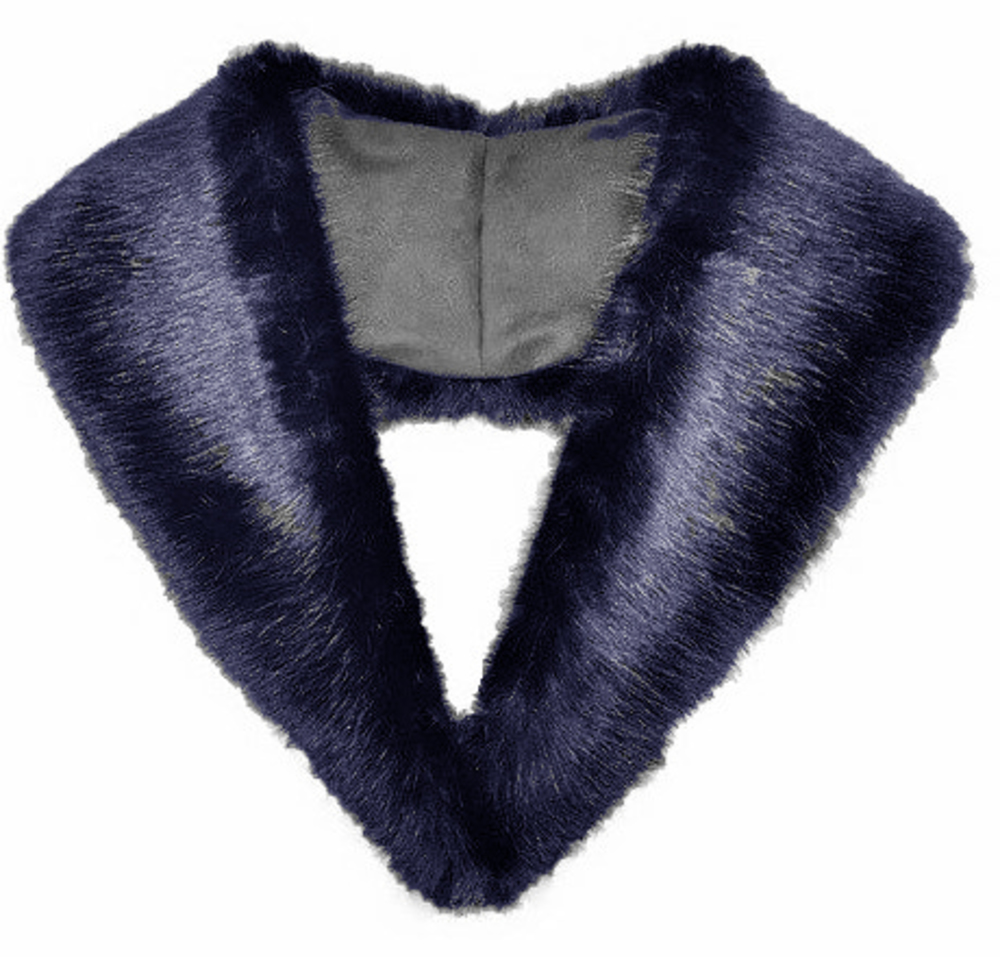 Midnight Navy Blue Faux Fur Lapel Collar - Faux Fur Throws, Fabric and ...