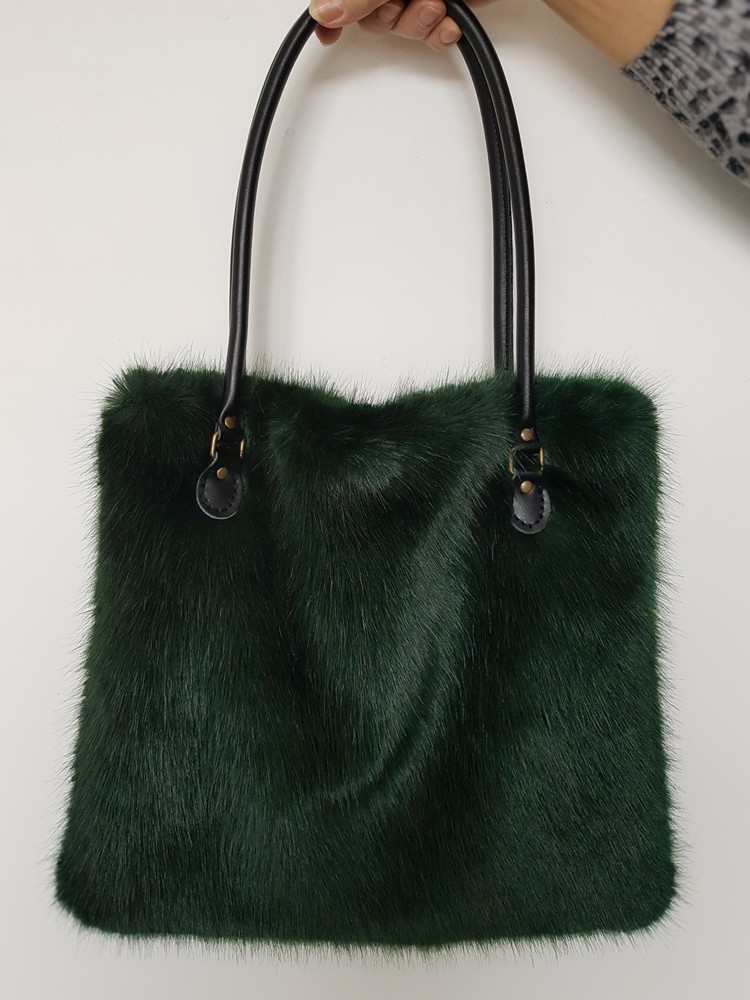 Green Chess medium faux-fur and leather shoulder bag | Burberry | MATCHES UK