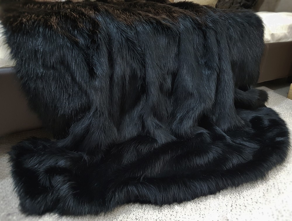 black fur throw pillow