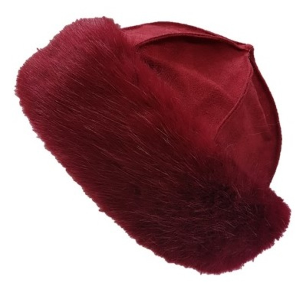 Ruby Red Faux Fur Roller Hat - Faux Fur Throws, Fabric and Fashion
