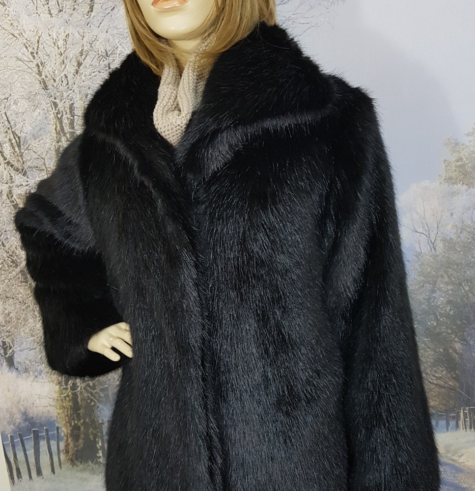 Black Mink Faux Fur Long Coat - Faux Fur Throws, Fabric and Fashion