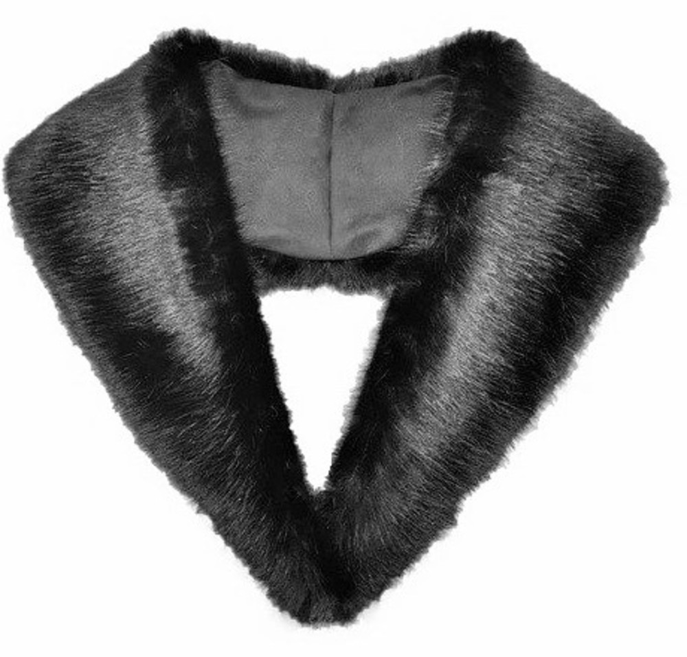 Black Mink Faux Fur Lapel Collar - Faux Fur Throws, Fabric and Fashion