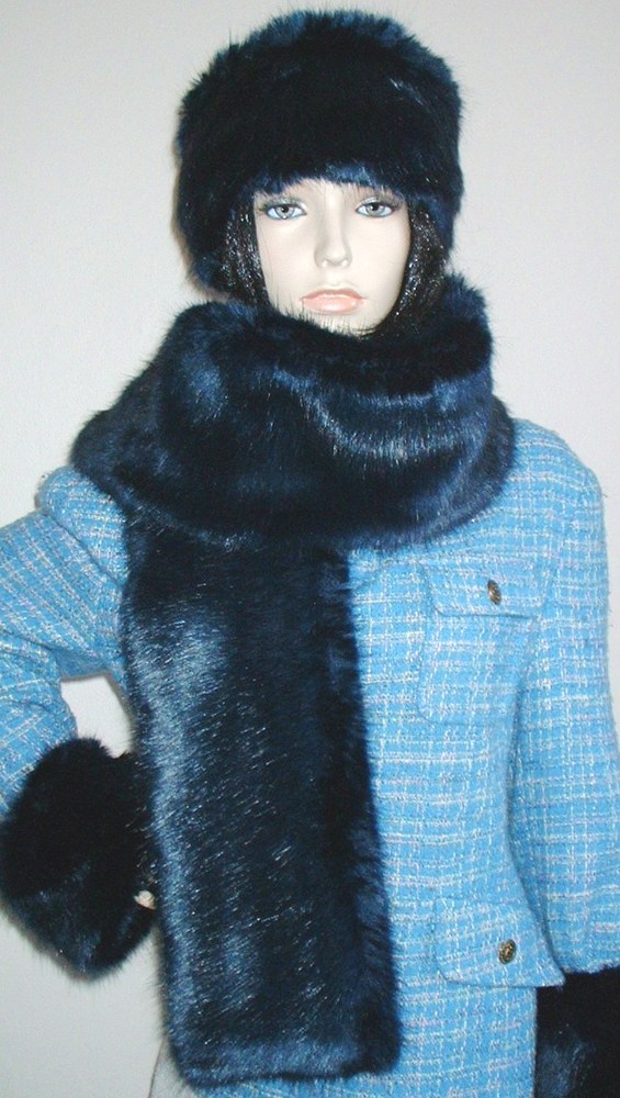 Navy blue faux fur hot sale scarf