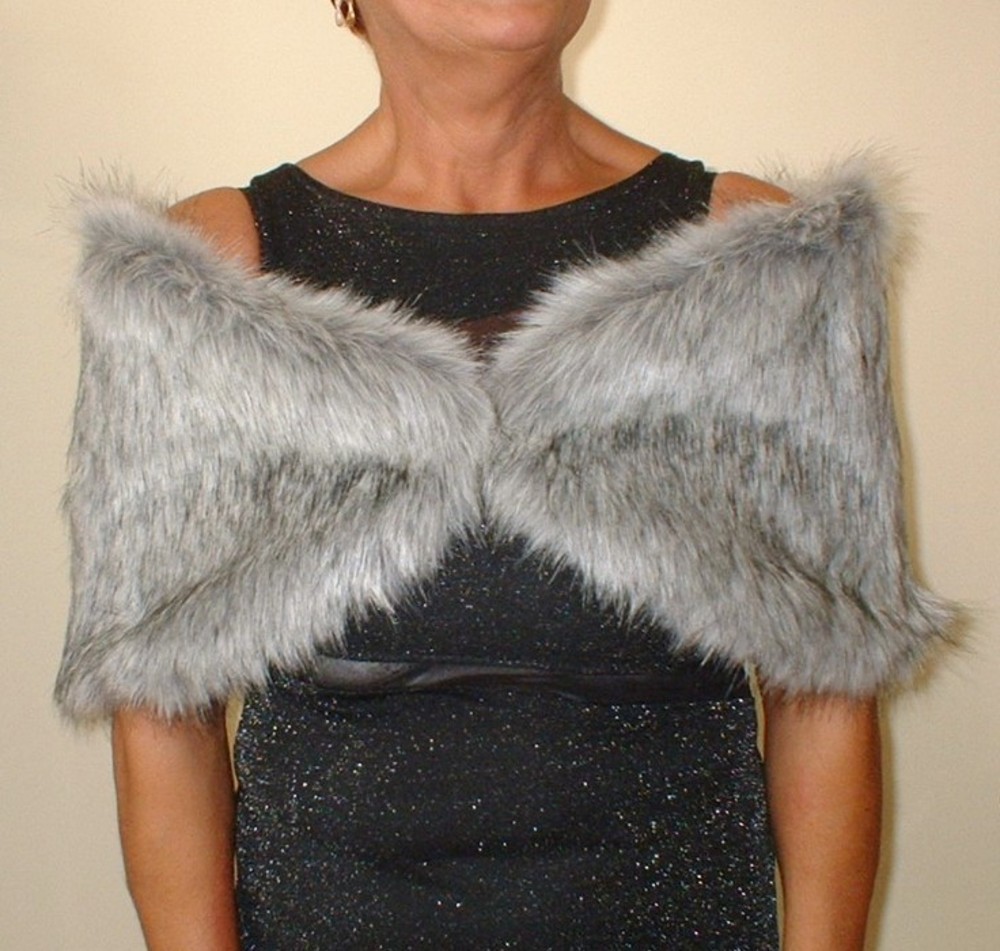 Silver faux hot sale fur wrap