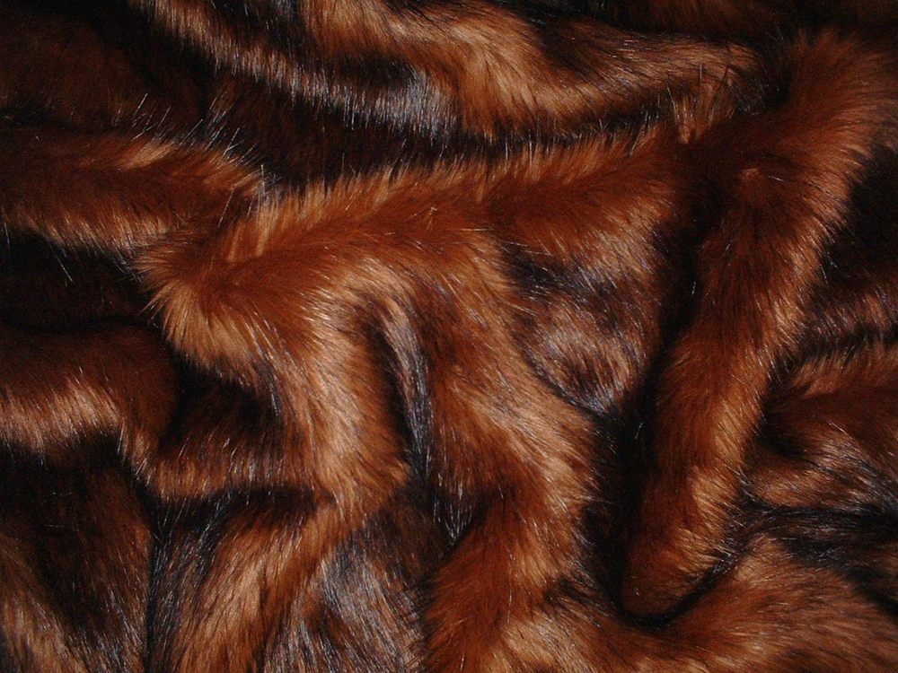 Dark red fox imitation faux fur fabric by the meter 