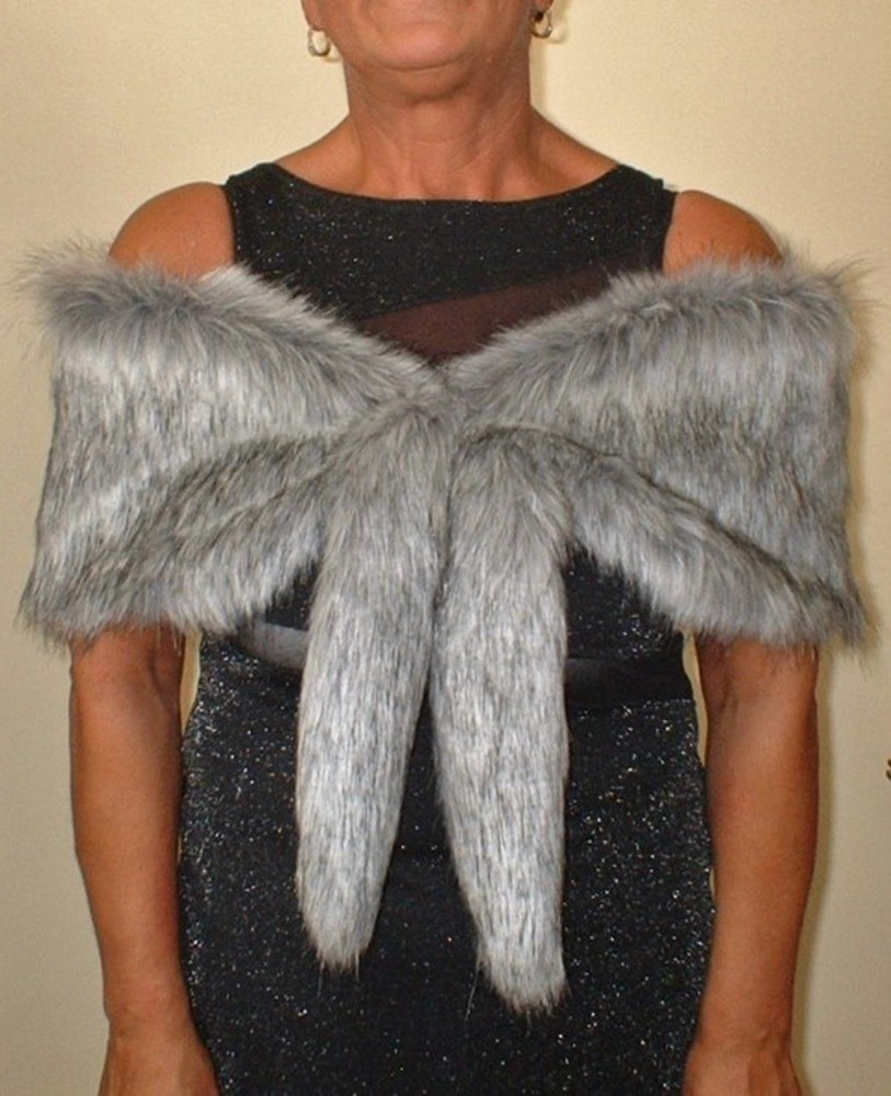 Faux fur hot sale silver wrap