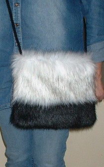 Alaska and Black Mink Faux Fur Shoulder Bag