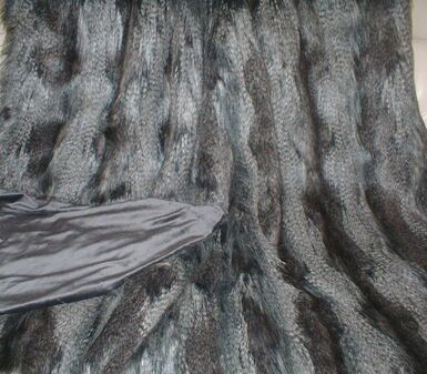 SALE Grey Wolf Faux Fur backed with Graphite Velboa