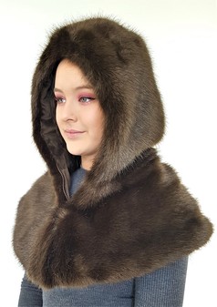 Mahogany Mink Faux Fur Zipped Hood