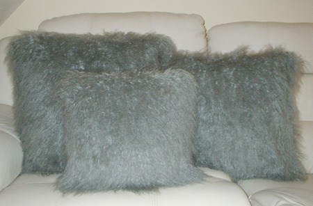 Mongolian Grey Faux Fur Cushions