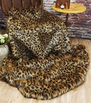 Gold Leopard Faux Fur Fabric Per Meter