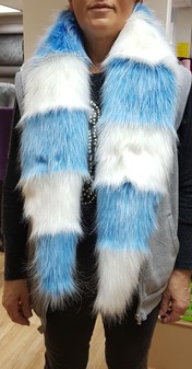 Sky Blue and Polar Bear Faux Fur Cheshire Scarf