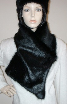 Black Mink Faux Fur Asymmetric Scarf