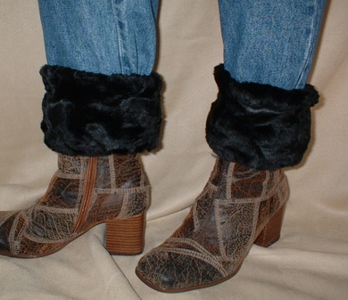 Black Astra Faux Fur Boot Toppers