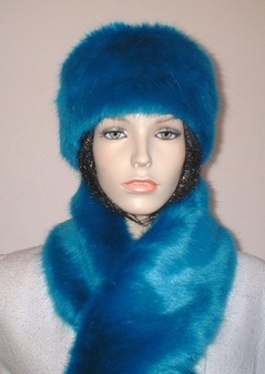 Azure Blue Faux Fur Headband