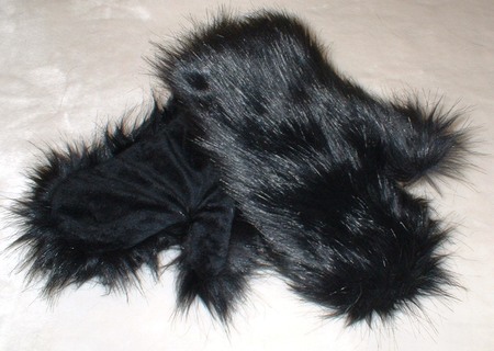 Black Bear Faux Fur Mittens