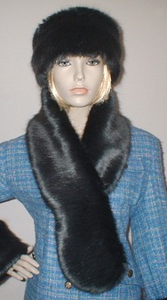 Charcoal Mink Faux Fur Pull Through Scarf