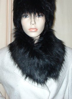 Black Bear Faux Fur Long Collar