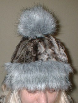 Silver Musquash Faux Fur Bobble Hat