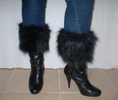 Black Bear Faux Fur Boot Toppers