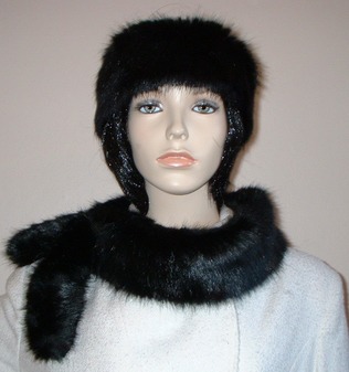 Black Mink Faux Fur Slim Collar/Headband