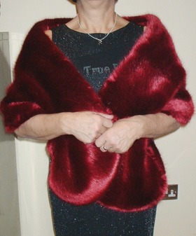 Ruby Red Faux Fur Stole
