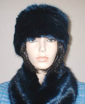 Midnight Navy Blue Faux Fur Headband