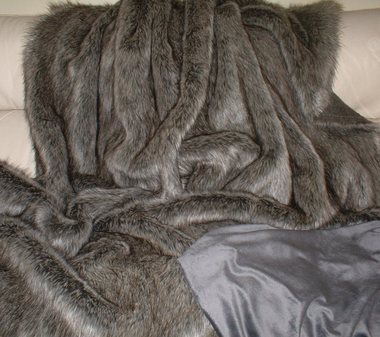 Timber Wolf Faux Fur Throw