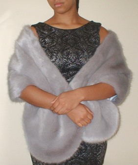 light grey fur shawl