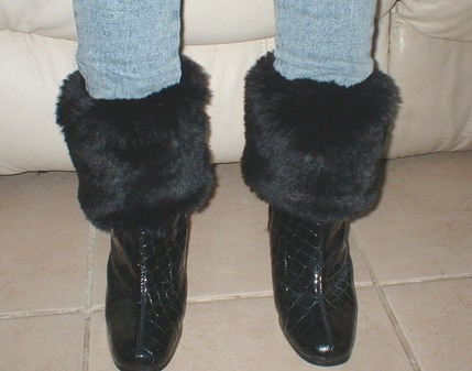 Black Mink Faux Fur Boot Toppers