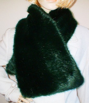 Hunter Green Faux Fur Asymmetric Scarf