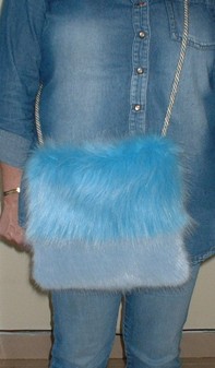 Sky and Powder Blue Faux Fur Shoulder Bag
