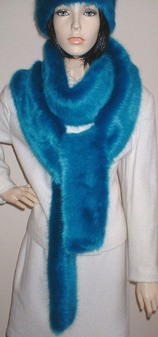 Azure Blue Faux Fur Super Long Scarf