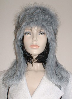 Silver Musquash Faux Fur Trapper Hat