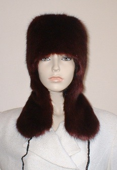 Burgundy Mink Faux Fur Trapper Hat
