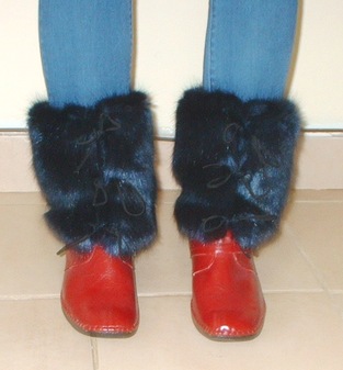 Midnight Navy Blue Faux Fur Boot Wraps