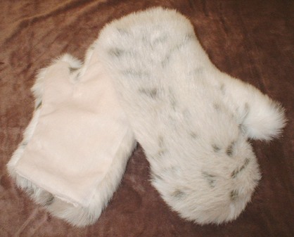 Snow Lynx Faux Fur Mittens