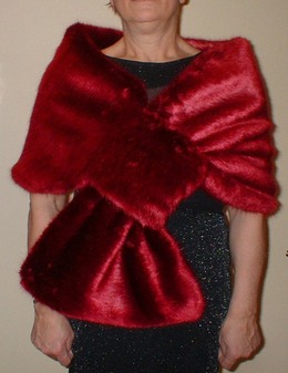 Ruby Red Faux Fur Pull Through Stole