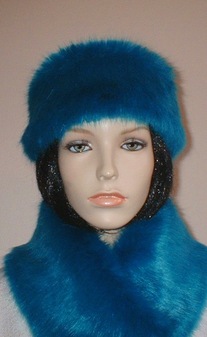 Azure Blue Faux Fur Slim Collar/ Headband