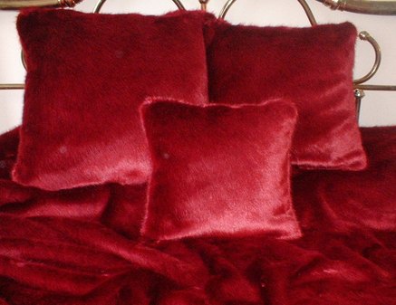 Ruby Red Faux Fur Cushions