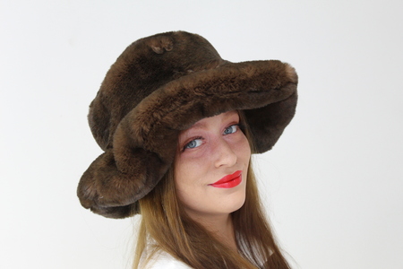 Brown Softee Faux Fur Floppy Hat