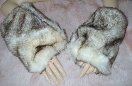 Polar Fox Faux Fur Fingerless Mittens