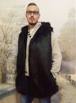 Mens black clearance faux fur vest