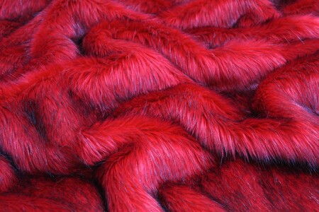 Crimson Faux Fur Fabric Per Meter