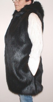 Black Bear Faux Fur Knee Length Gilet