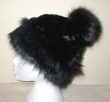Black Bear Faux Fur Bobble Hat