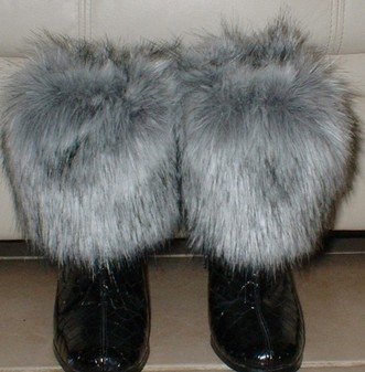 Silver Musquash Faux Fur Boot Toppers