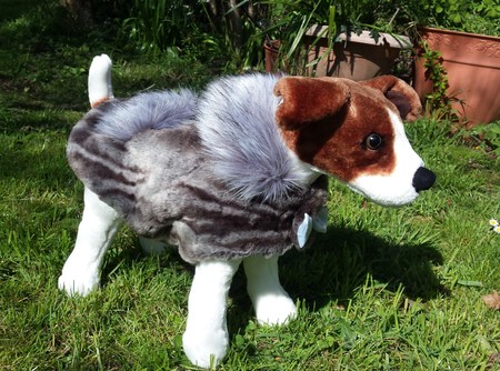 Vintage Silver Astra and Silver Musquash Faux Fur Dog Coat