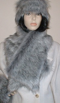 Silver Musquash Faux Fur Asymmetric Scarf