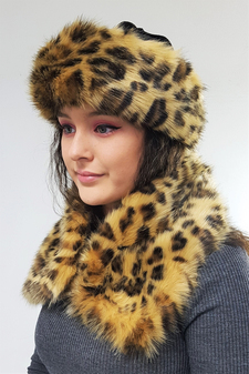 Gold Leopard Faux Fur Roller Hat
